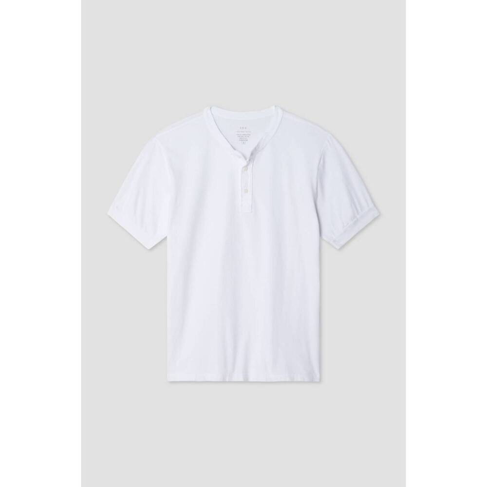 NEW SAVE KHAKI UNITED men's short sleeve supima henley shirt in white